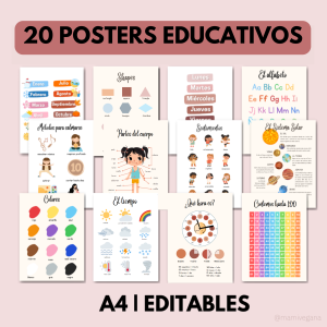 20 POSTERS EDUCATIVOS | PLANTILLAS EDITABLES (virtual y descargable)