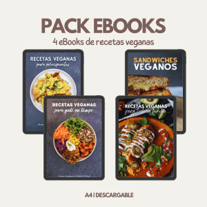 PACK DE 4 EBOOKS DE RECETAS VEGANAS (virtual y descargable)