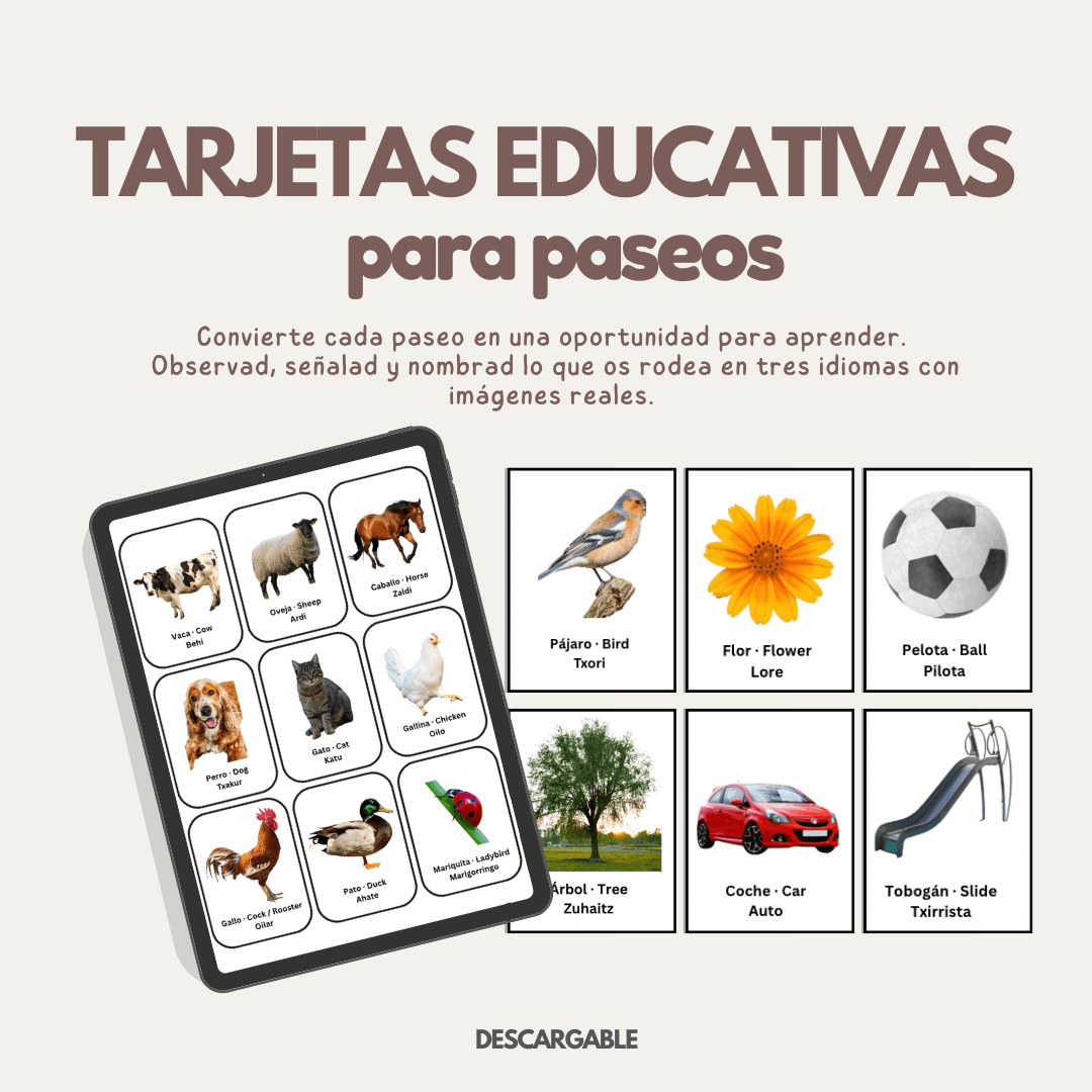Tarjetas educativas trilingües (Montessori, descargables, editables) (copia)